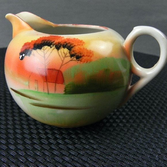 Vintage 70s Japanese Creamer | Hand-Painted Scenic Shofu China | Japan Porcelain - Picture 1 of 10